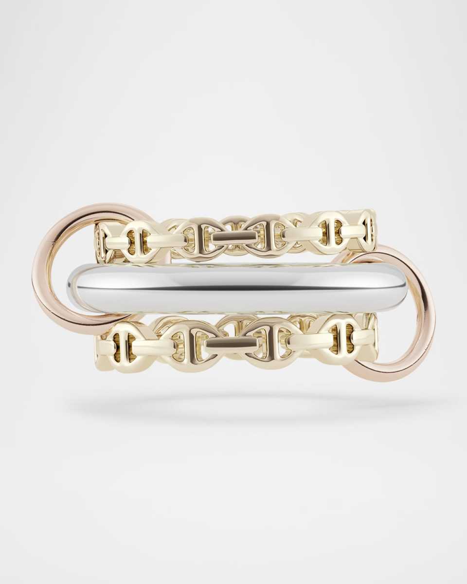 x HOORSENBUHS 18K Yellow Gold and Sterling Silver Microdame Link Stacked Rings